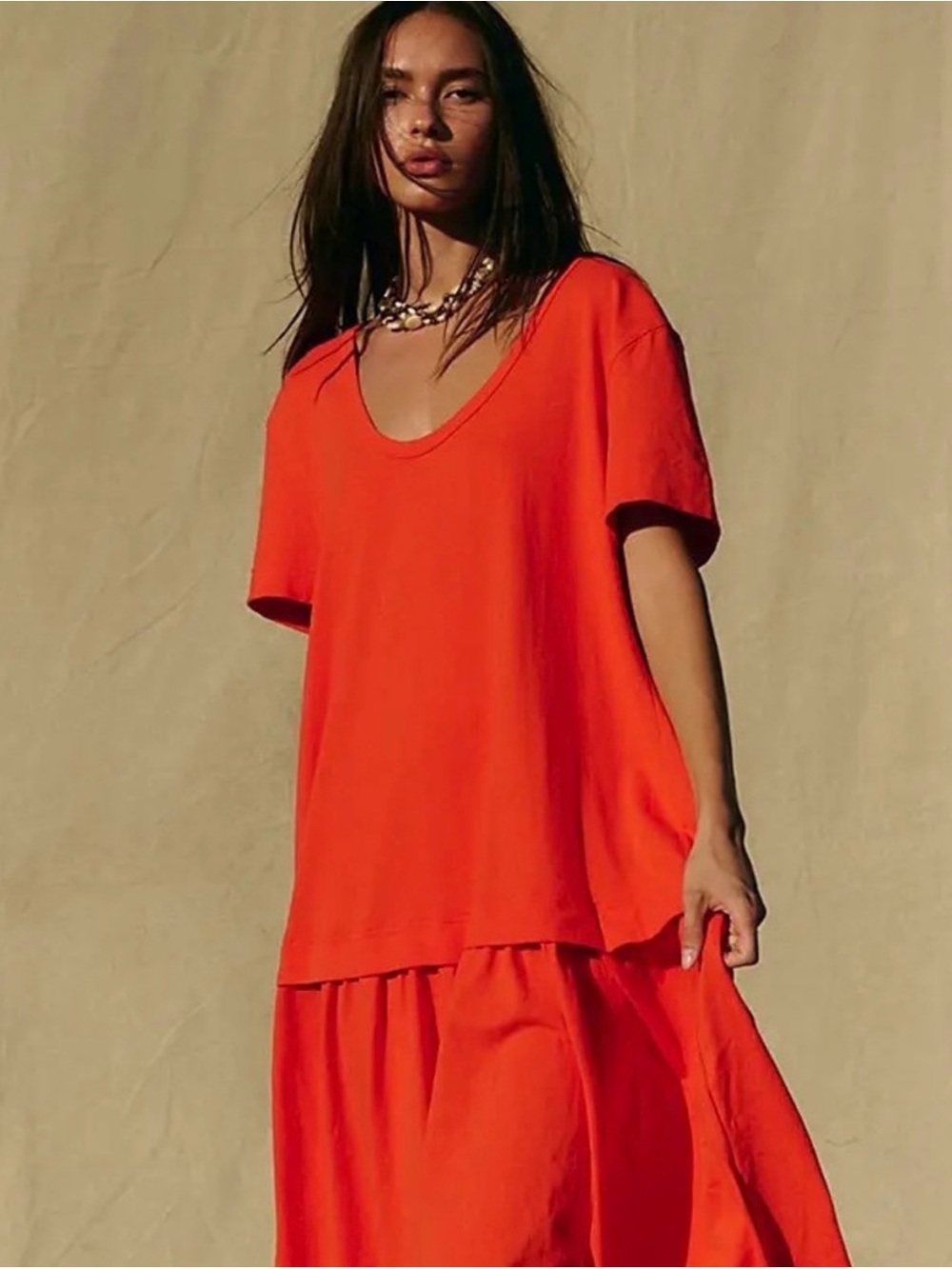Free People orange scoop oversized maxi dress size medium